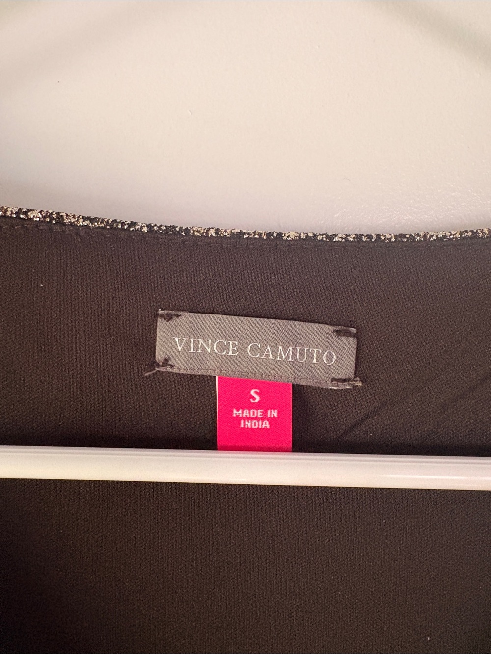 NWT Vince Camuto Black & Gold Metallic V-Neck Midi Dress ($119) - Picture 3 of 6